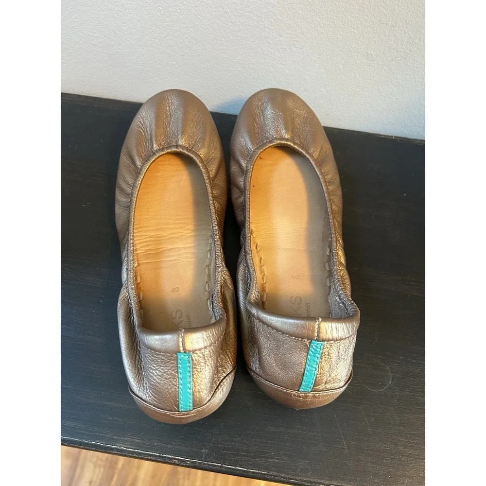 Tieks Bronze Metallic Leather Ballet Shoes Flats Size: 8